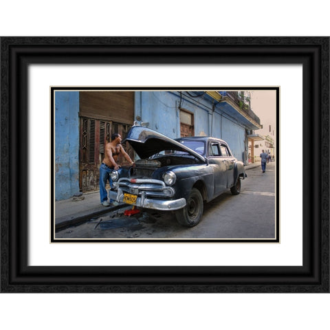 Waiting For Autopart Black Ornate Wood Framed Art Print with Double Matting by Creativeartsolution, Khoshro