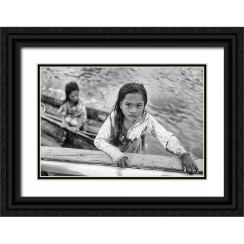 Climbing Abroad Black Ornate Wood Framed Art Print with Double Matting by Long, Kieron
