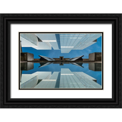 The Rotterdam Black Ornate Wood Framed Art Print with Double Matting by Koer, Jaap