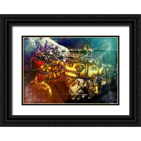 Sputnik at asteroids Black Ornate Wood Framed Art Print with Double Matting by Kulik, Rafal