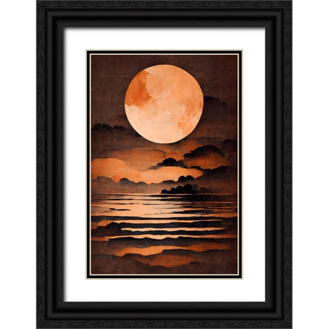 Full Moon Black Ornate Wood Framed Art Print with Double Matting by Treechild