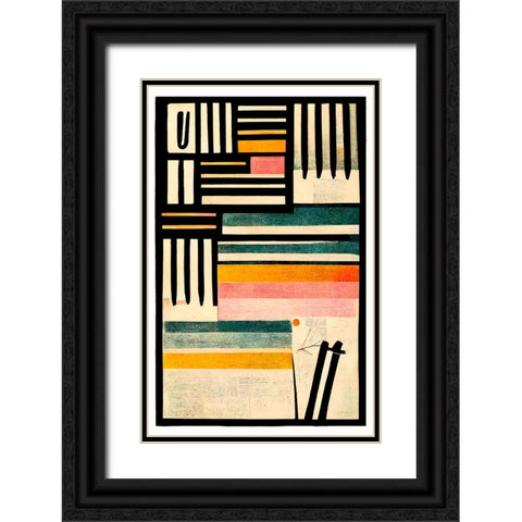 Crossed Lines Black Ornate Wood Framed Art Print with Double Matting by Treechild