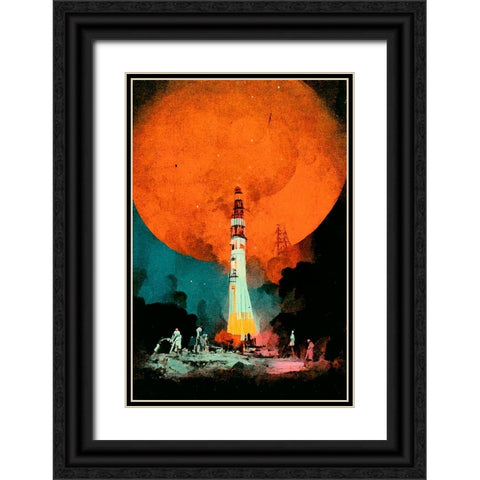 After Landing Black Ornate Wood Framed Art Print with Double Matting by Treechild