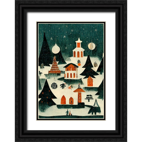 Before Christmas Black Ornate Wood Framed Art Print with Double Matting by Treechild