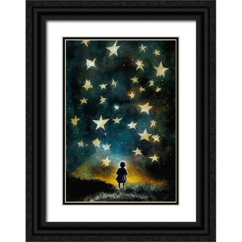 Look To The Stars Black Ornate Wood Framed Art Print with Double Matting by Treechild