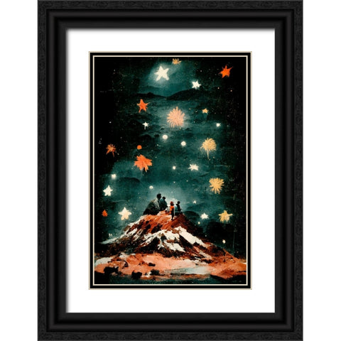 Night Of The Stars Black Ornate Wood Framed Art Print with Double Matting by Treechild