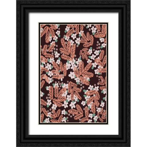 Autumn Blossoms Black Ornate Wood Framed Art Print with Double Matting by Treechild
