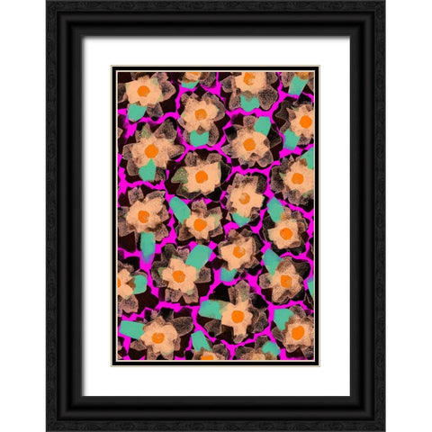 Funky Blossoms Black Ornate Wood Framed Art Print with Double Matting by Treechild