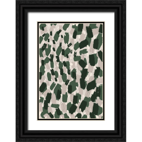 Green Dabs Black Ornate Wood Framed Art Print with Double Matting by Treechild
