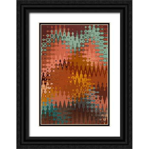 Maroccan Pattern Black Ornate Wood Framed Art Print with Double Matting by Treechild