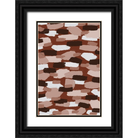 Brown Beige Strokes Black Ornate Wood Framed Art Print with Double Matting by Treechild