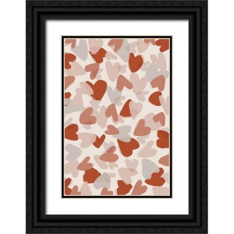 Pastel Hearts Black Ornate Wood Framed Art Print with Double Matting by Treechild