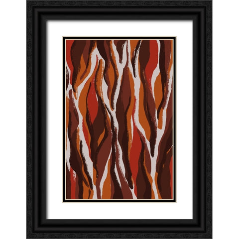 Earthy Tiger Pattern Black Ornate Wood Framed Art Print with Double Matting by Treechild