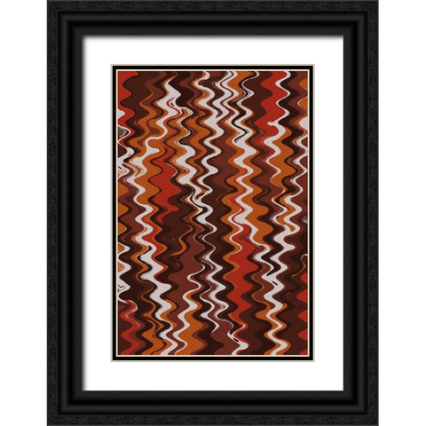 Earthy Color Zig Zag Pattern Black Ornate Wood Framed Art Print with Double Matting by Treechild