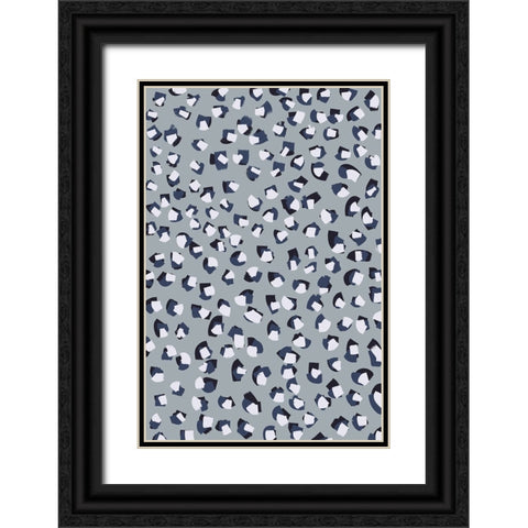 Little White Blue Brush Strokes Black Ornate Wood Framed Art Print with Double Matting by Treechild