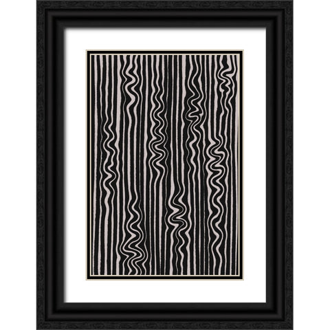 Waves in Stripes Pattern Black Ornate Wood Framed Art Print with Double Matting by Treechild