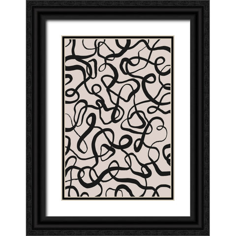 Simple Black Loops Pattern Black Ornate Wood Framed Art Print with Double Matting by Treechild