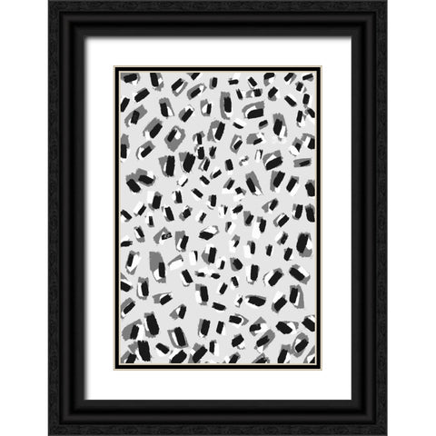 Black And White Little Strokes Black Ornate Wood Framed Art Print with Double Matting by Treechild