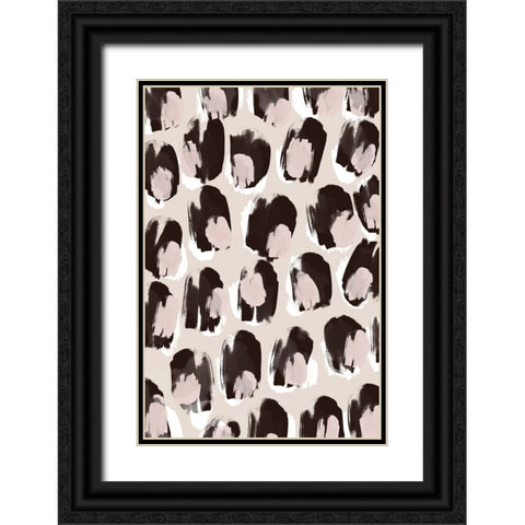 Big Brown And Beige Dots Black Ornate Wood Framed Art Print with Double Matting by Treechild