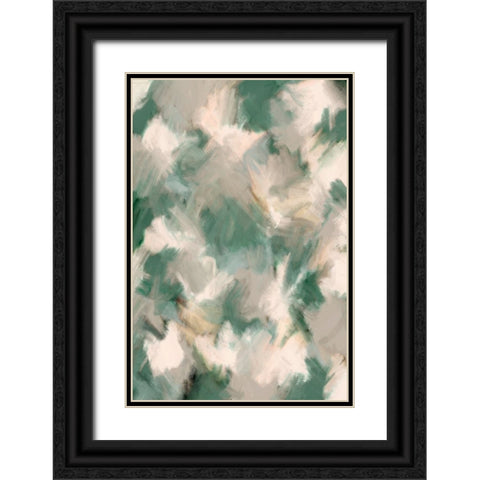 Wiped Jungle Pattern Black Ornate Wood Framed Art Print with Double Matting by Treechild