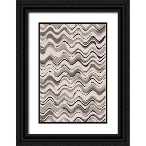 Wavey Pastel Pattern Black Ornate Wood Framed Art Print with Double Matting by Treechild