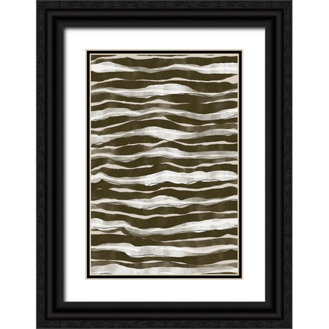 Geen Watercolor Waves Black Ornate Wood Framed Art Print with Double Matting by Treechild