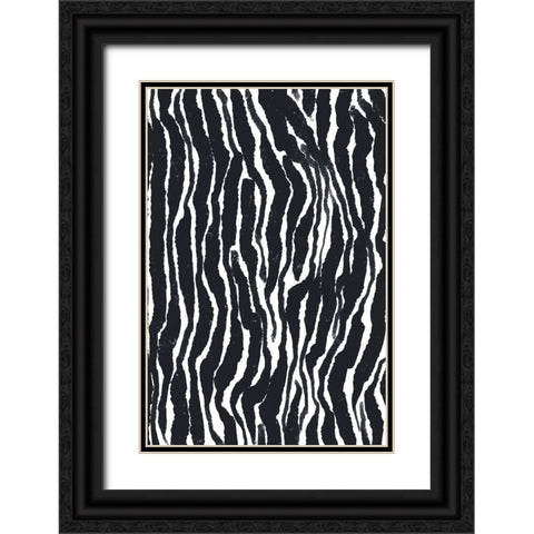 Zebra Pattern Black Ornate Wood Framed Art Print with Double Matting by Treechild