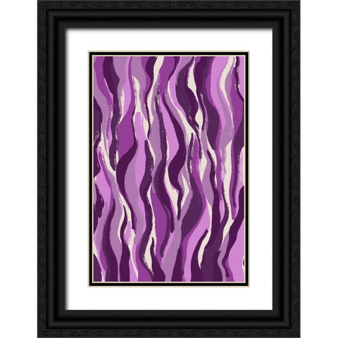Purple Tiger Pattern Black Ornate Wood Framed Art Print with Double Matting by Treechild