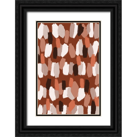 Pastel Earthy Strokes Pattern Black Ornate Wood Framed Art Print with Double Matting by Treechild
