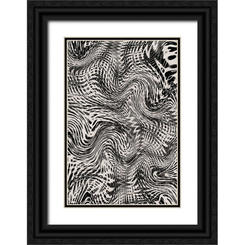 Black And White Net Pattern Black Ornate Wood Framed Art Print with Double Matting by Treechild