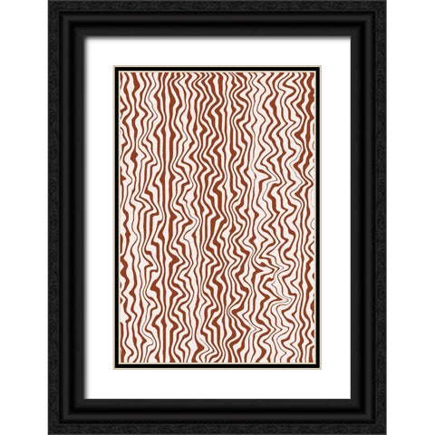 Liquid Beige Stripes Pattern Black Ornate Wood Framed Art Print with Double Matting by Treechild