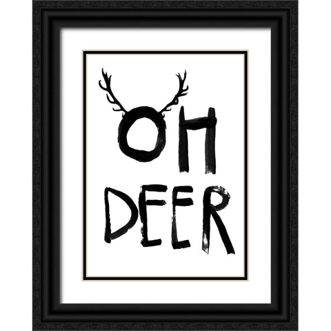 Oh Deer Black Ornate Wood Framed Art Print with Double Matting by Treechild