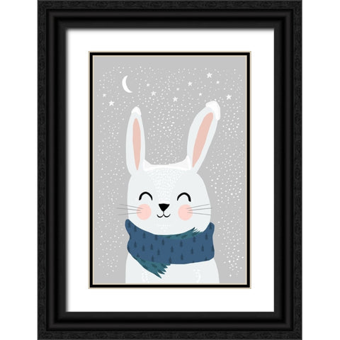 Snow Bunny Black Ornate Wood Framed Art Print with Double Matting by Treechild