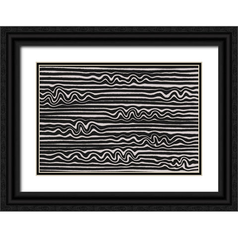 Wavey Stripes Square Black Ornate Wood Framed Art Print with Double Matting by Treechild