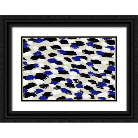 Blue Strokes Square Black Ornate Wood Framed Art Print with Double Matting by Treechild