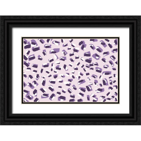 Scattered Small Purple Strokes Pattern Black Ornate Wood Framed Art Print with Double Matting by Treechild