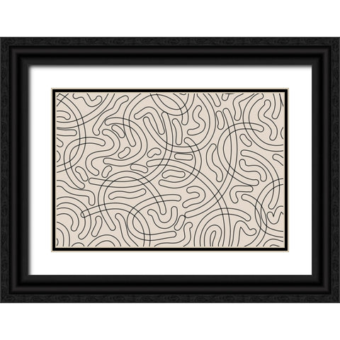 Simple Tube Line Pattern Black Ornate Wood Framed Art Print with Double Matting by Treechild