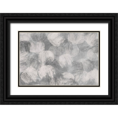 Grey Thick Strokes Pattern Black Ornate Wood Framed Art Print with Double Matting by Treechild
