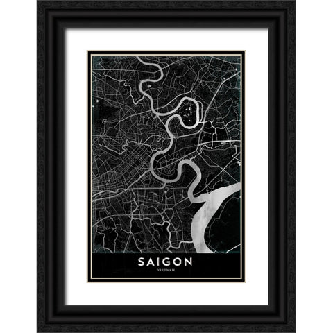 Saigon Black Ornate Wood Framed Art Print with Double Matting by StudioSix