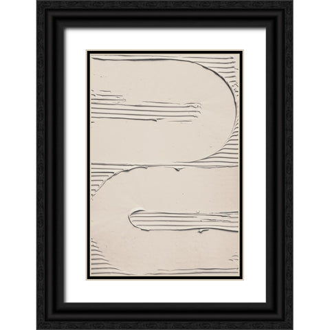 Mud Texture 11 Beige Black Ornate Wood Framed Art Print with Double Matting by Pictufy Studio III