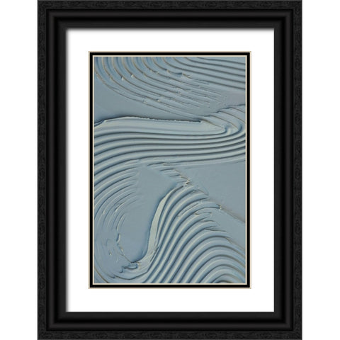 Mud Texture 15 Blue Black Ornate Wood Framed Art Print with Double Matting by Pictufy Studio III
