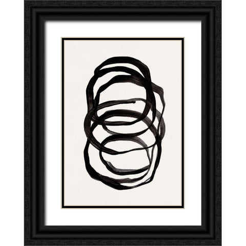 Abstract Lines II Black Ornate Wood Framed Art Print with Double Matting by Pienaar, Kathrin