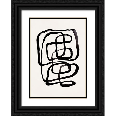 Abstract Lines I Black Ornate Wood Framed Art Print with Double Matting by Pienaar, Kathrin