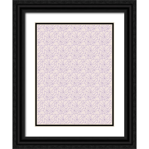 Cute Purple Flower Pattern Black Ornate Wood Framed Art Print with Double Matting by Treechild
