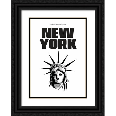 New York - New York Black Ornate Wood Framed Art Print with Double Matting by Castillo, Valeria