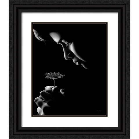 Fille Fleur Black Ornate Wood Framed Art Print with Double Matting by Amihere, Lord