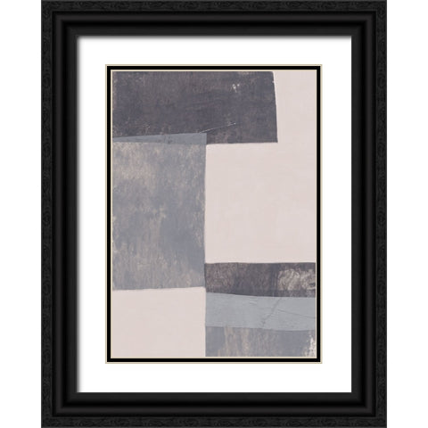 Gray Blocks #1 Black Ornate Wood Framed Art Print with Double Matting by Galitsyna, Alisa