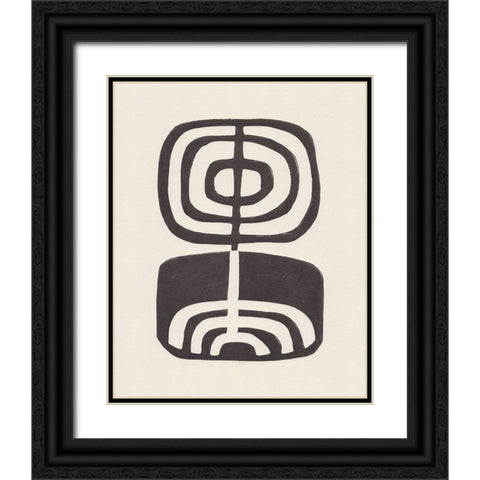 Modern Plant / Lino Print Black Ornate Wood Framed Art Print with Double Matting by Galitsyna, Alisa