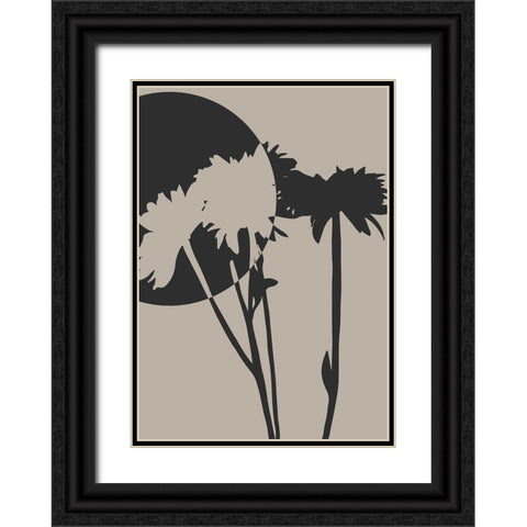 Abstract Flower 01 Black Ornate Wood Framed Art Print with Double Matting by Unsoy, Eda