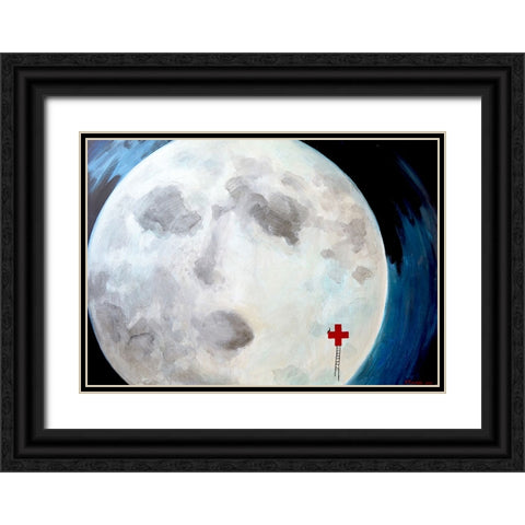 Moon Black Ornate Wood Framed Art Print with Double Matting by Belickiene, Julija